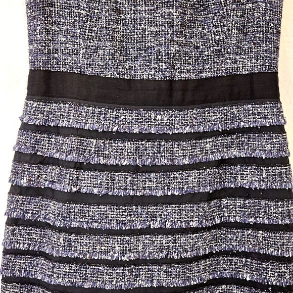 Etcetera Women's Dress Virgin Wool Silk Cotton Blend Sheath Blue Black Grey Sz 8 - Picture 3 of 14
